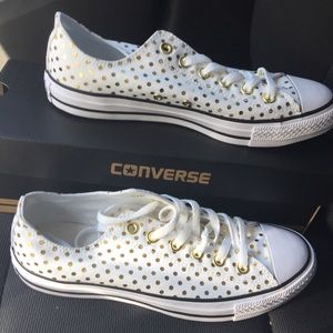 Converse All Star gold polka dots sneakers size 10